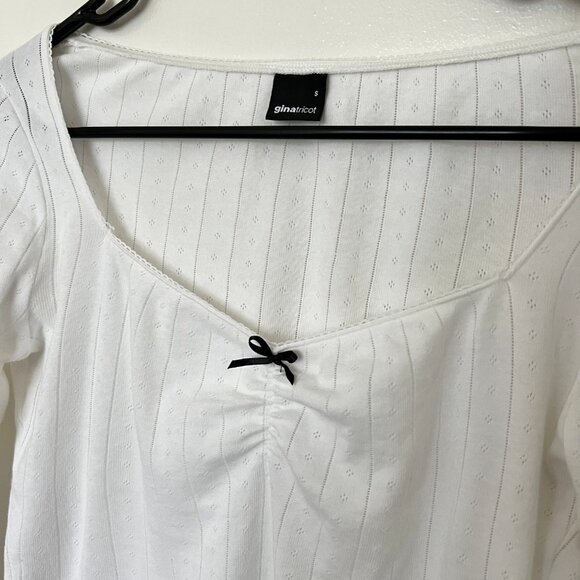 White Long Sleeve Top Scandinavian Style Womens Size S - Picture 2 of 4